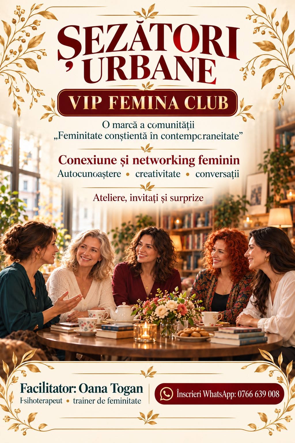 Șezători Urbane – VIP Femina Club, întâlniri pentru femei facilitate de Oana Togan